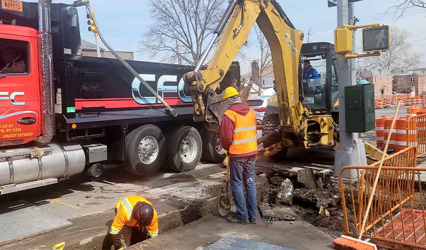 C Francis Construction Corp installing underground electric lines on city infrastructure