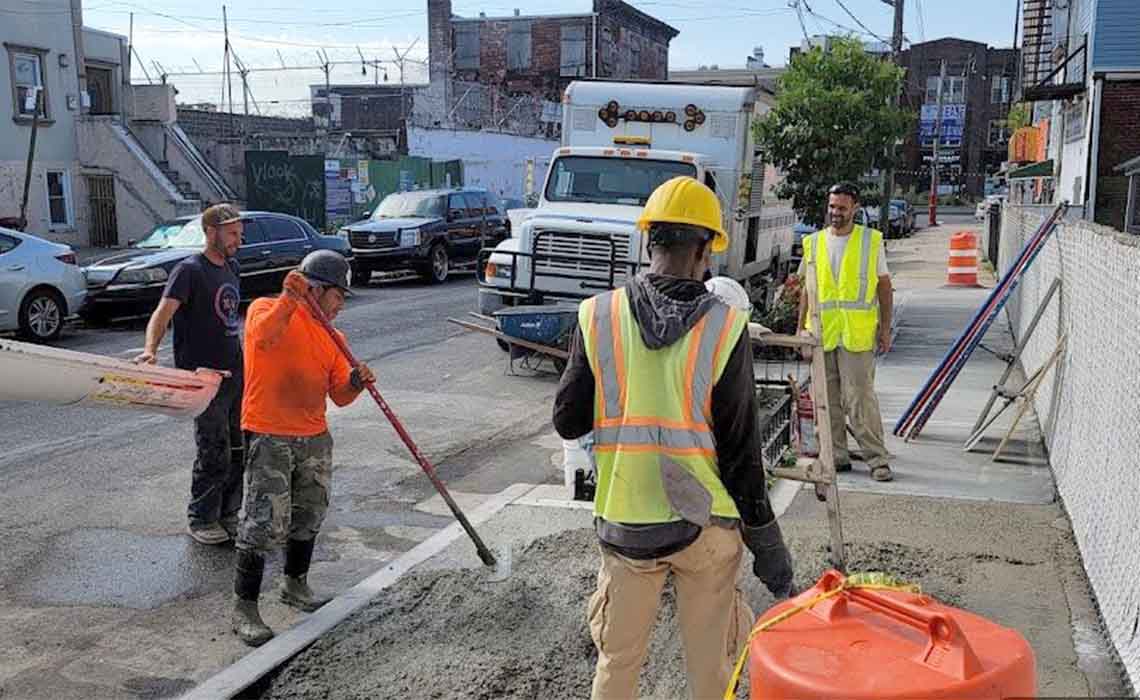 Queens Bioswales project doing concrete